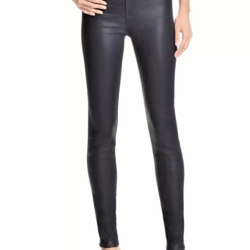 J Brand Women Coated Denim Syper Skinny Jeans Luxury Denim Moto Biker  27